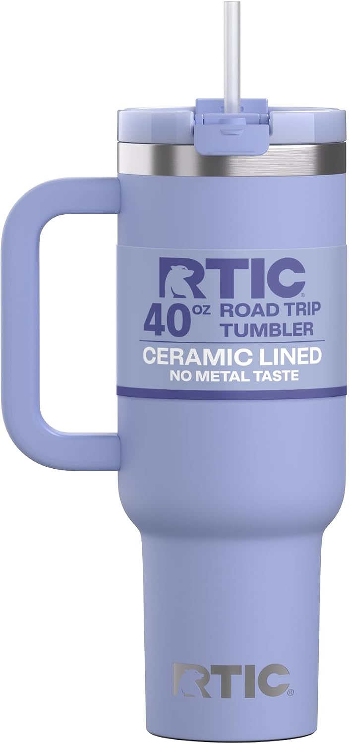 40oz Road Trip Tumbler, Insulated, Ceramic Lined, Periwinkle Bouquet