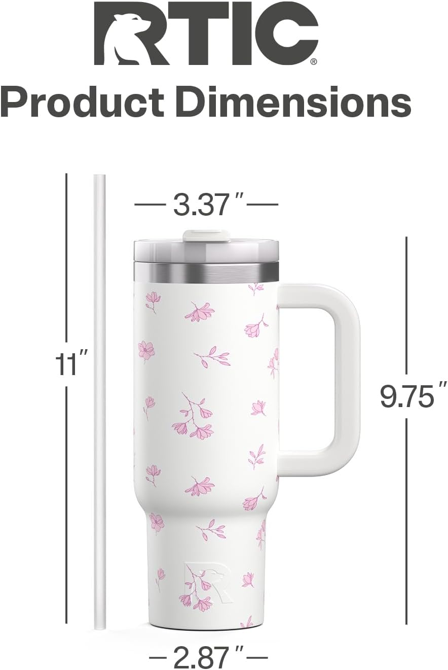 40oz Road Trip Tumbler, Insulated, Ceramic Lined, Periwinkle Bouquet