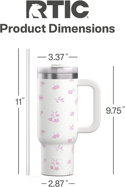 40oz Road Trip Tumbler, Insulated, Ceramic Lined, Periwinkle Bouquet