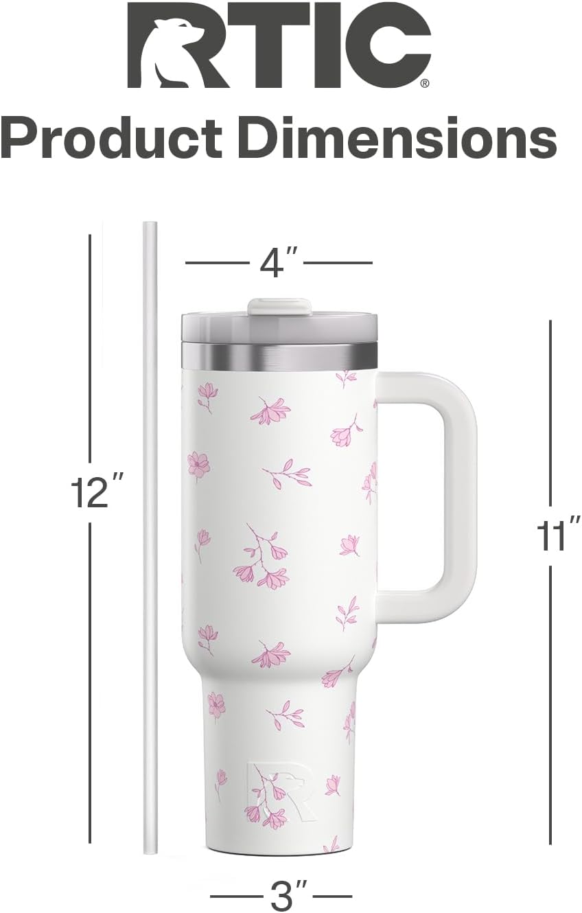 40oz Road Trip Tumbler, Insulated, Ceramic Lined, Periwinkle Bouquet