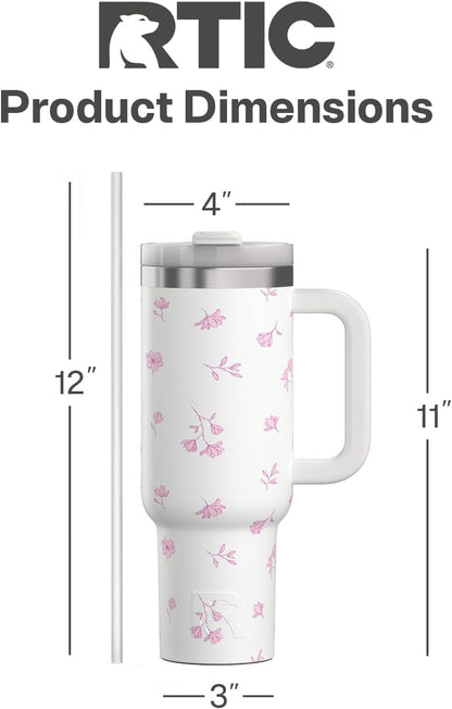 40oz Road Trip Tumbler, Insulated, Ceramic Lined, Periwinkle Bouquet