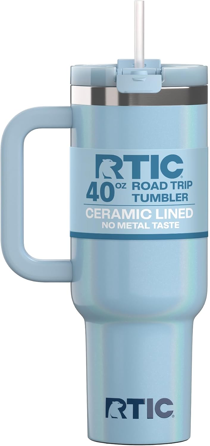 40oz Road Trip Tumbler, Insulated, Ceramic Lined, Periwinkle Bouquet