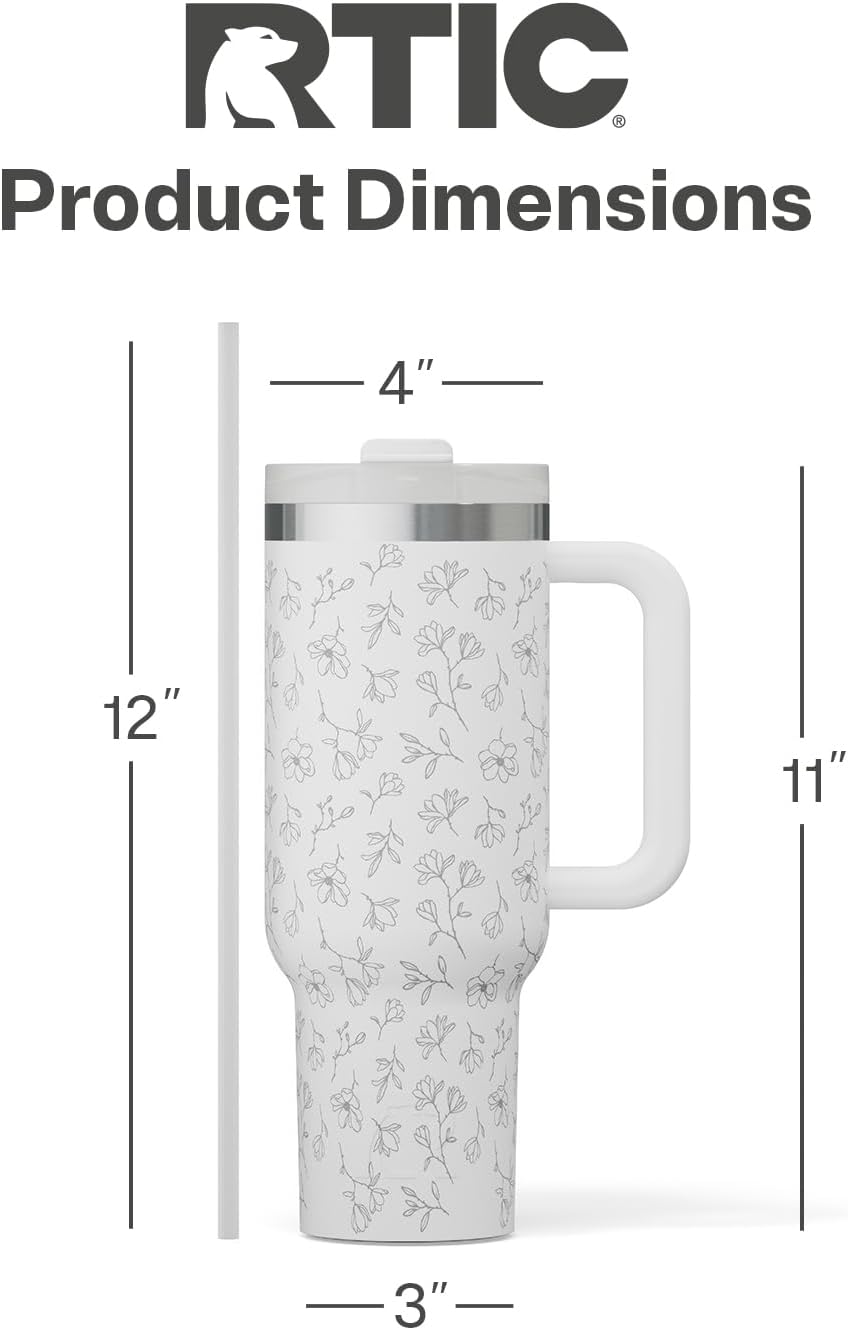 40oz Road Trip Tumbler, Insulated, Ceramic Lined, Periwinkle Bouquet