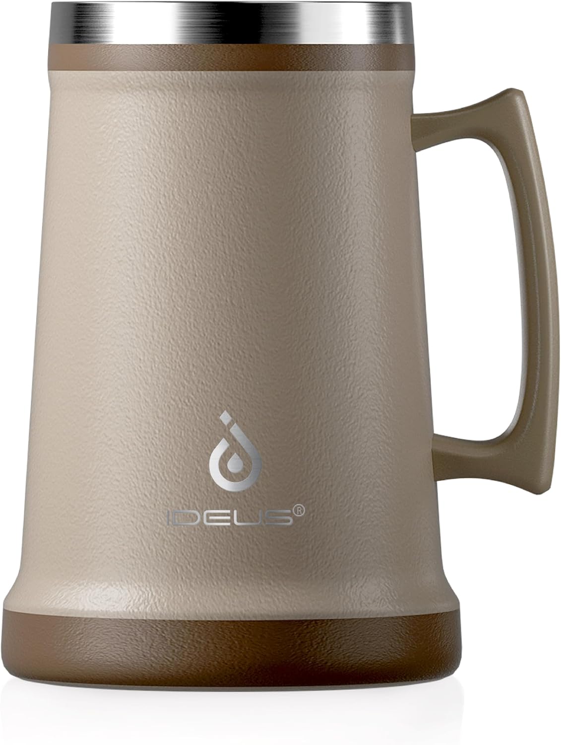 Insulated Beer Stein, 24/34oz Stainless Steel Double Walled Beer Mug Giant Bar Drinkware Metal Beer Cup with Big Grip Handle (Black, 24 ounces (710ml))