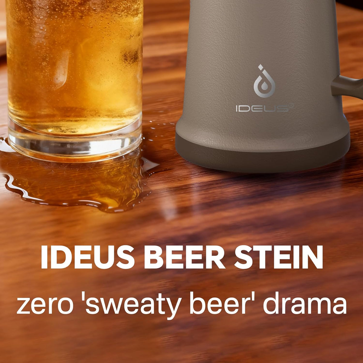 Insulated Beer Stein, 24/34oz Stainless Steel Double Walled Beer Mug Giant Bar Drinkware Metal Beer Cup with Big Grip Handle (Black, 24 ounces (710ml))