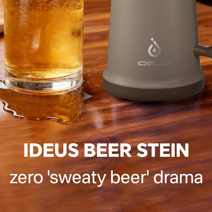 Insulated Beer Stein, 24/34oz Stainless Steel Double Walled Beer Mug Giant Bar Drinkware Metal Beer Cup with Big Grip Handle (Black, 24 ounces (710ml))