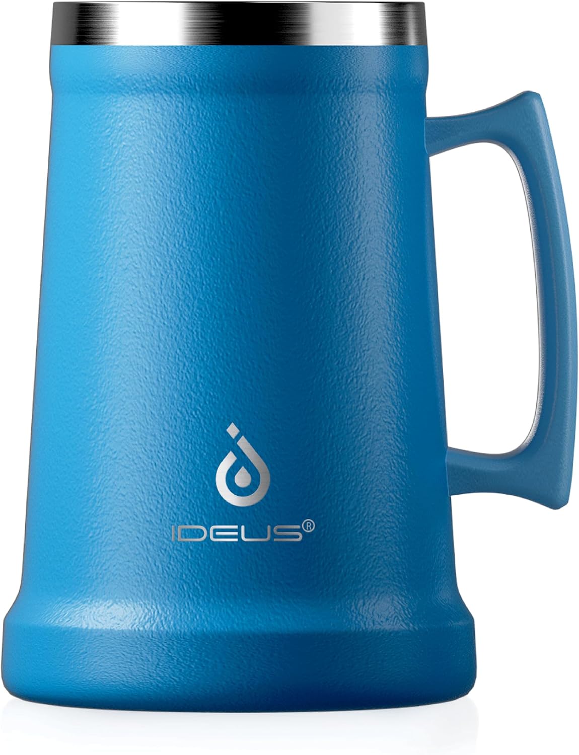 Insulated Beer Stein, 24/34oz Stainless Steel Double Walled Beer Mug Giant Bar Drinkware Metal Beer Cup with Big Grip Handle (Black, 24 ounces (710ml))