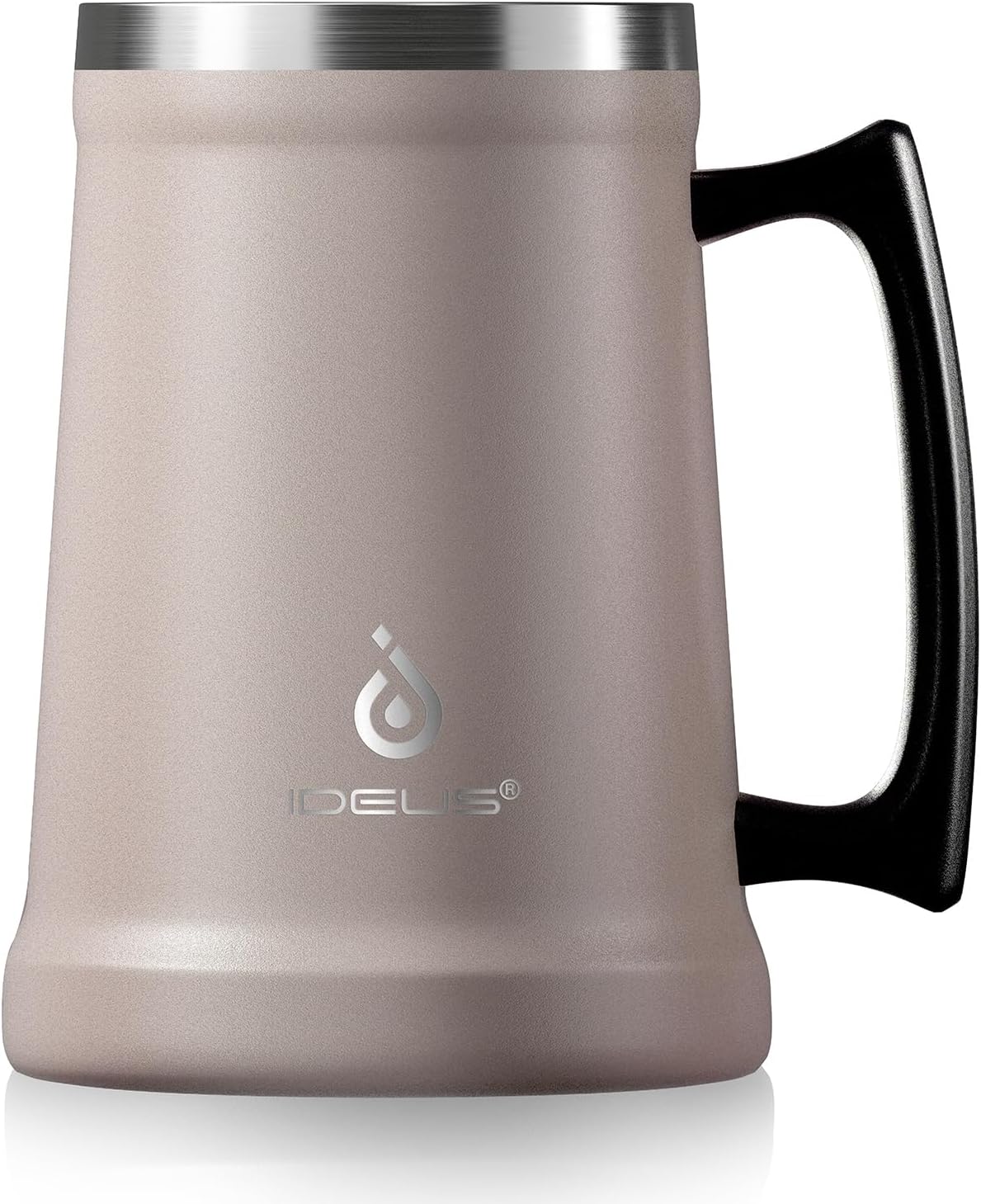 Insulated Beer Stein, 24/34oz Stainless Steel Double Walled Beer Mug Giant Bar Drinkware Metal Beer Cup with Big Grip Handle (Black, 24 ounces (710ml))