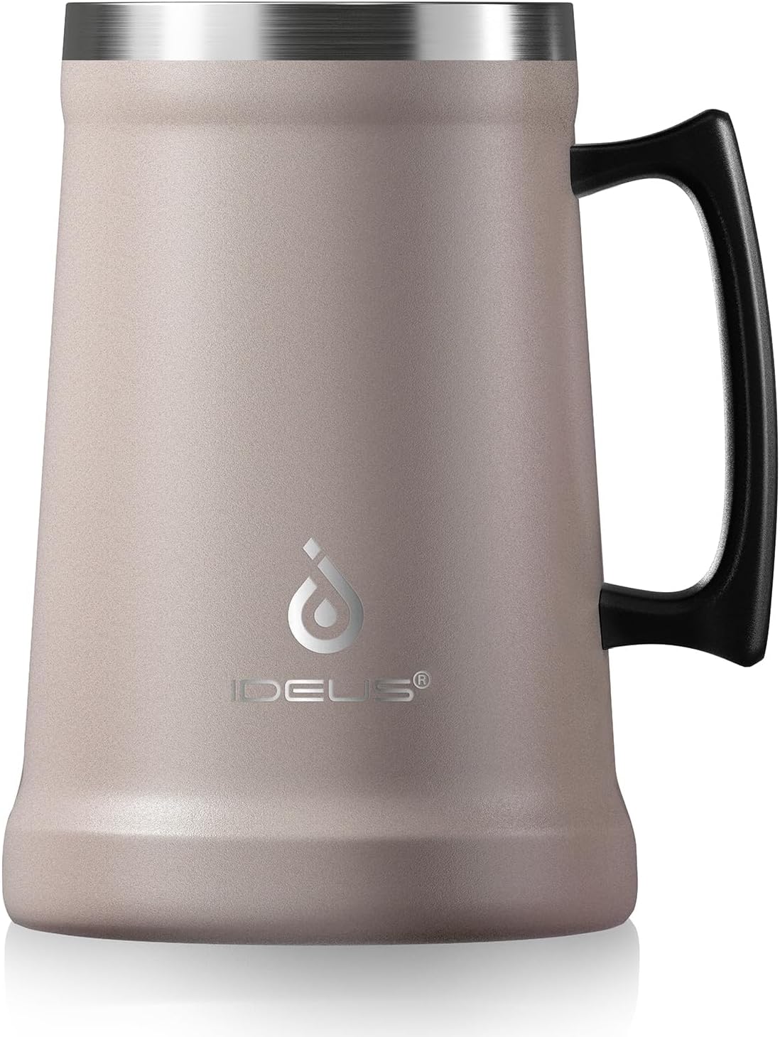 Insulated Beer Stein, 24/34oz Stainless Steel Double Walled Beer Mug Giant Bar Drinkware Metal Beer Cup with Big Grip Handle (Black, 24 ounces (710ml))
