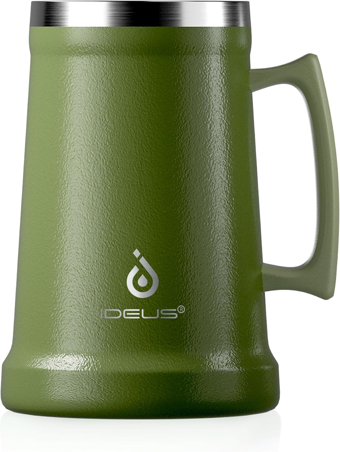 Insulated Beer Stein, 24/34oz Stainless Steel Double Walled Beer Mug Giant Bar Drinkware Metal Beer Cup with Big Grip Handle (Black, 24 ounces (710ml))