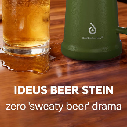 Insulated Beer Stein, 24/34oz Stainless Steel Double Walled Beer Mug Giant Bar Drinkware Metal Beer Cup with Big Grip Handle (Black, 24 ounces (710ml))