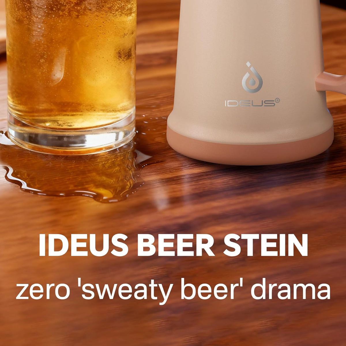 Insulated Beer Stein, 24/34oz Stainless Steel Double Walled Beer Mug Giant Bar Drinkware Metal Beer Cup with Big Grip Handle (Black, 24 ounces (710ml))