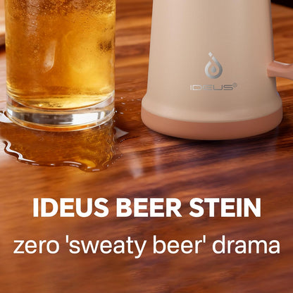 Insulated Beer Stein, 24/34oz Stainless Steel Double Walled Beer Mug Giant Bar Drinkware Metal Beer Cup with Big Grip Handle (Black, 24 ounces (710ml))