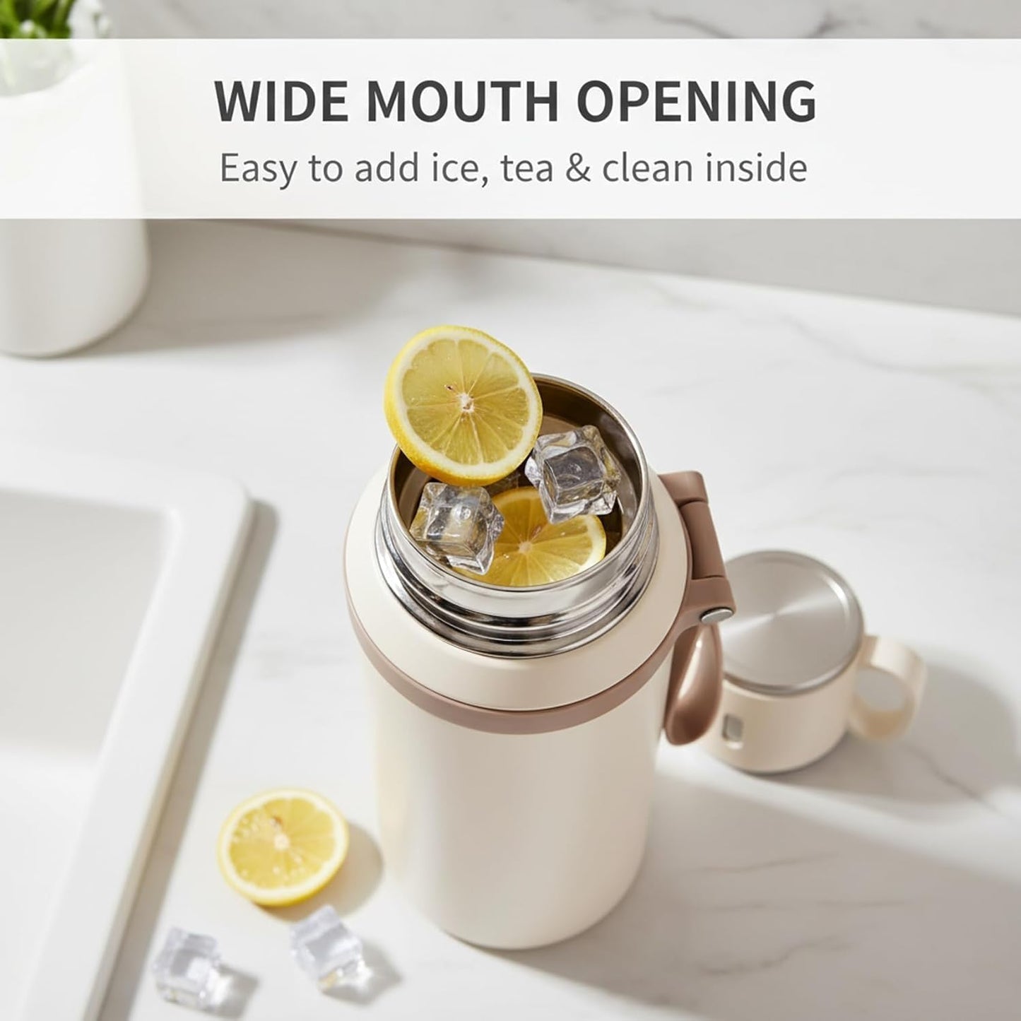 2 In 1 Stainless Steel Vacuum Insulated Bottle With Lidded Cup, 316 Stainless Steel Water Bottle, 600ml/20.3 fl oz Wide Mouth Design, Leakproof Large Capacity for Travel, Gym (Green)