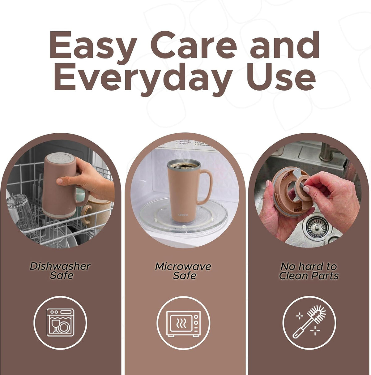 16 Oz Cone Desk Mug - Twist-Off Lid, Handle & Slide Tab (Brown)