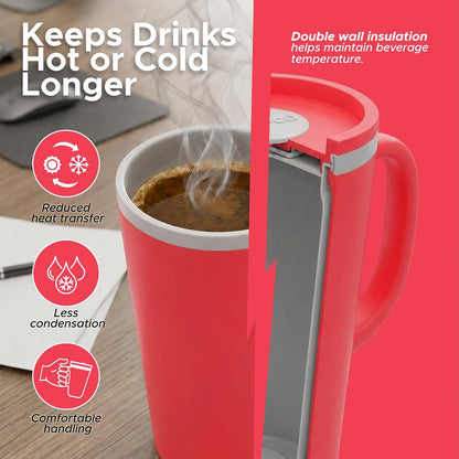 16 Oz Cone Desk Mug - Twist-Off Lid, Handle & Slide Tab (Brown)