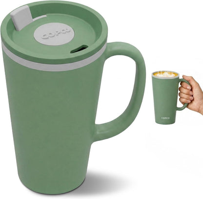 16 Oz Cone Desk Mug - Twist-Off Lid, Handle & Slide Tab (Brown)