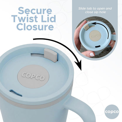 16 Oz Cone Desk Mug - Twist-Off Lid, Handle & Slide Tab (Brown)