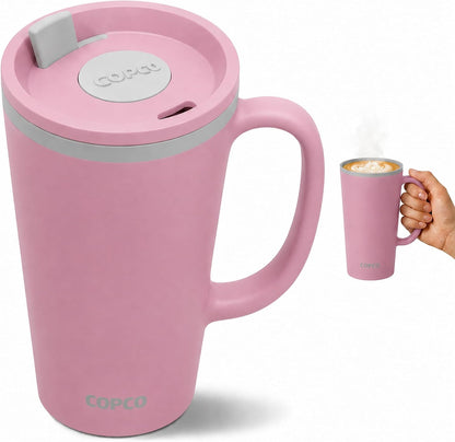 16 Oz Cone Desk Mug - Twist-Off Lid, Handle & Slide Tab (Brown)