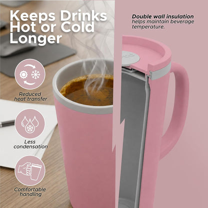 16 Oz Cone Desk Mug - Twist-Off Lid, Handle & Slide Tab (Brown)