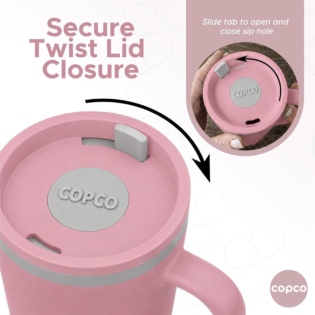 16 Oz Cone Desk Mug - Twist-Off Lid, Handle & Slide Tab (Brown)