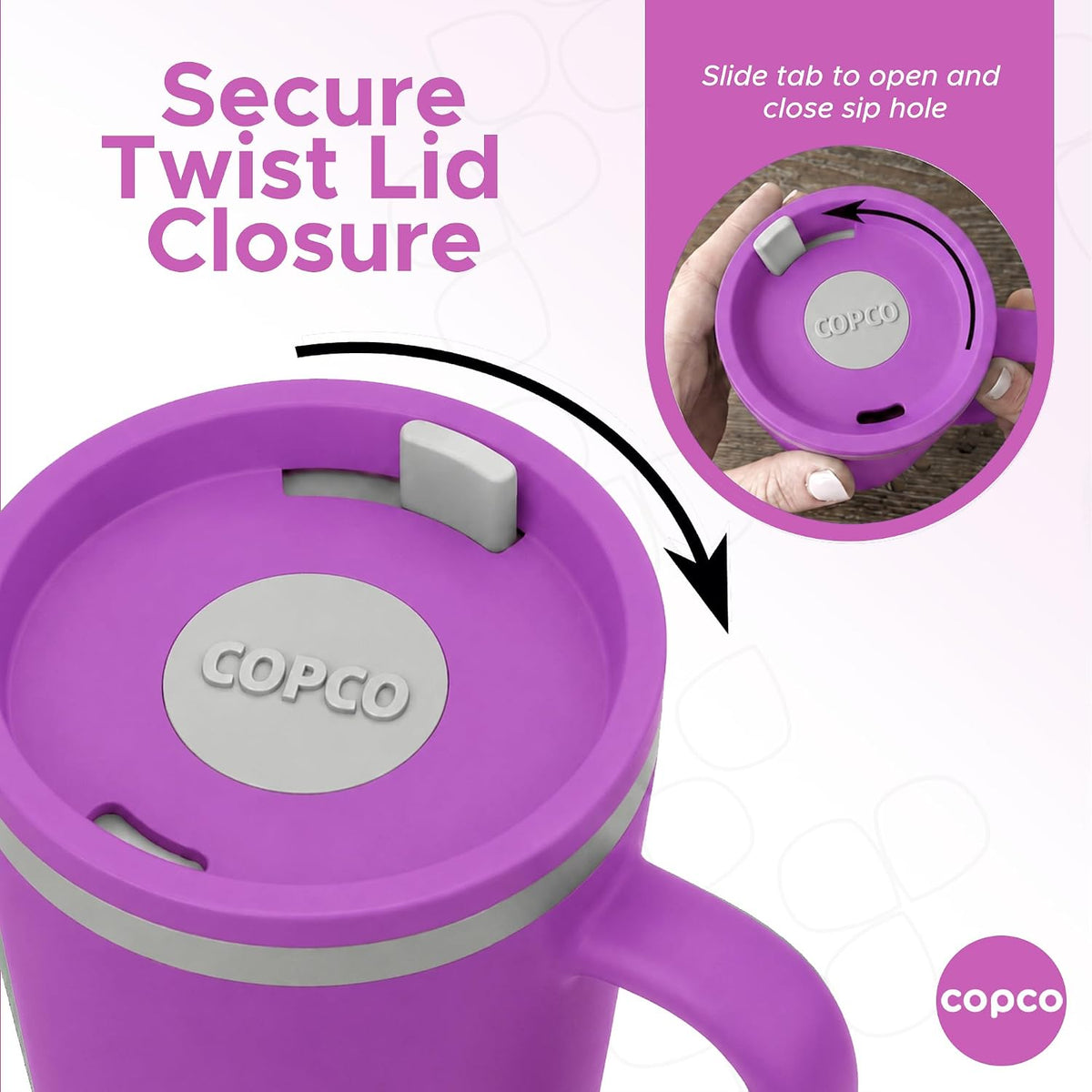 16 Oz Cone Desk Mug - Twist-Off Lid, Handle & Slide Tab (Brown)