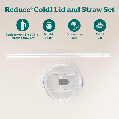 brand Cold1 Tumblers or Mugs 20-24oz mouth Replacement Lid (3.5 inch diameter) and Straw (10.6 inch) set, Clear, BPA Free, Dishwasher safe, Durable, Reusable, Spill Proof Lid, Medium