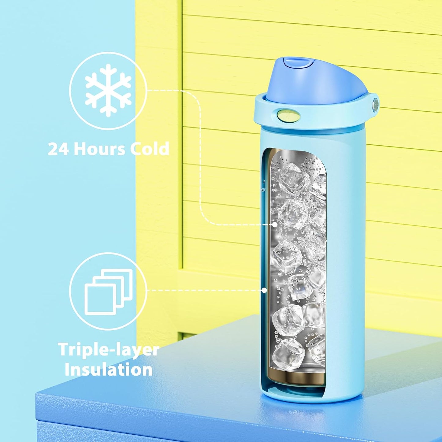 32 oz Insulated Water Bottle with Straw: Stainless Steel Metal Water Bottle with 2-in-1 Lid - Leak Proof, Cold for 24 Hours, Protective Silicone Base, BPA-Free for Sports Gym, Sage - Colors A