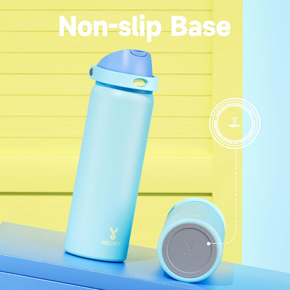 32 oz Insulated Water Bottle with Straw: Stainless Steel Metal Water Bottle with 2-in-1 Lid - Leak Proof, Cold for 24 Hours, Protective Silicone Base, BPA-Free for Sports Gym, Sage - Colors A