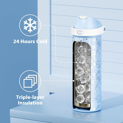 32 oz Insulated Water Bottle with Straw: Stainless Steel Metal Water Bottle with 2-in-1 Lid - Leak Proof, Cold for 24 Hours, Protective Silicone Base, BPA-Free for Sports Gym, Sage - Colors A
