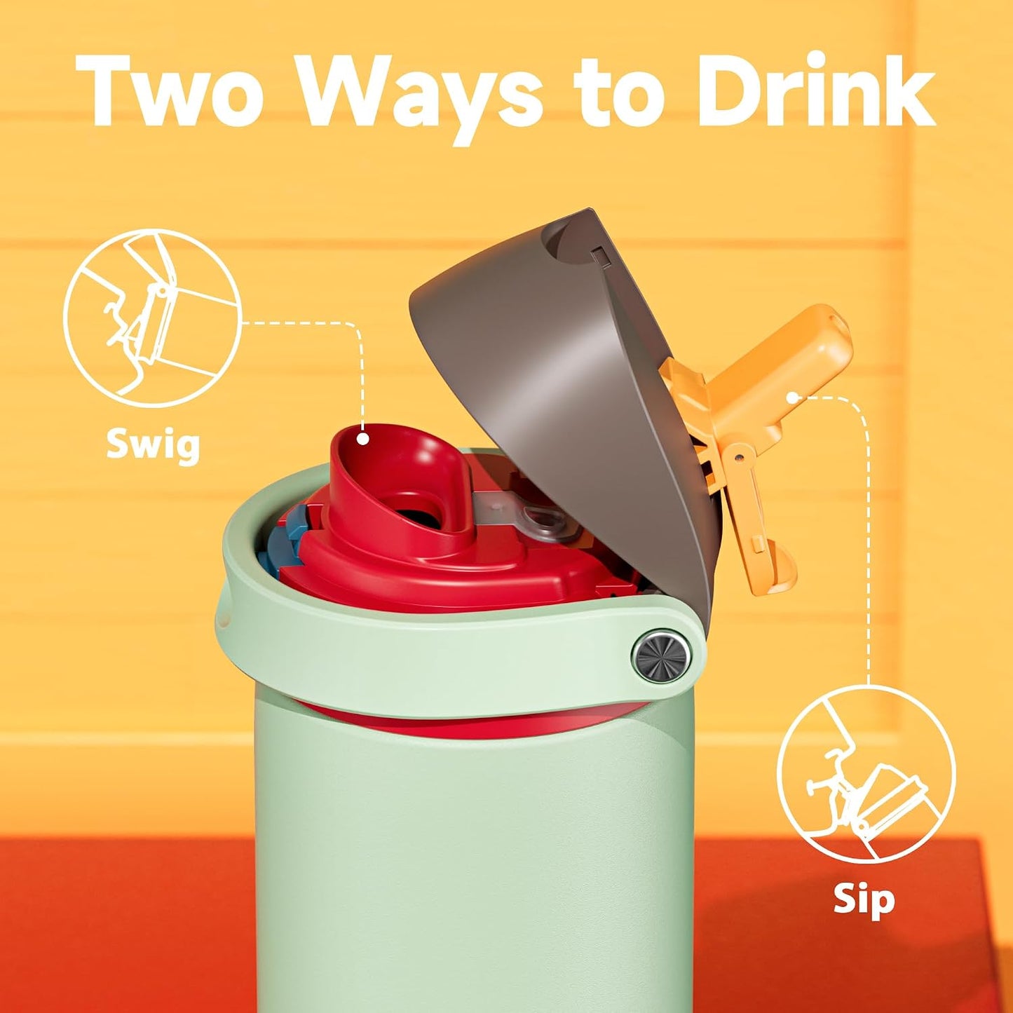 32 oz Insulated Water Bottle with Straw: Stainless Steel Metal Water Bottle with 2-in-1 Lid - Leak Proof, Cold for 24 Hours, Protective Silicone Base, BPA-Free for Sports Gym, Sage - Colors A