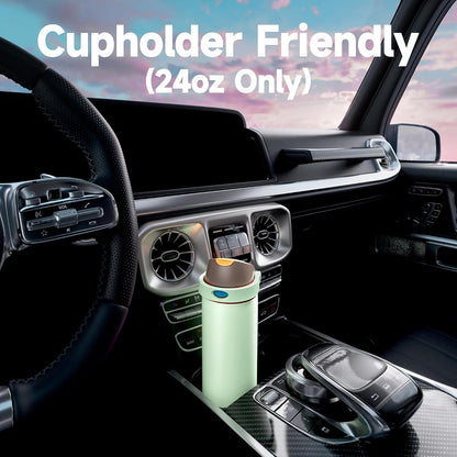 32 oz Insulated Water Bottle with Straw: Stainless Steel Metal Water Bottle with 2-in-1 Lid - Leak Proof, Cold for 24 Hours, Protective Silicone Base, BPA-Free for Sports Gym, Sage - Colors A