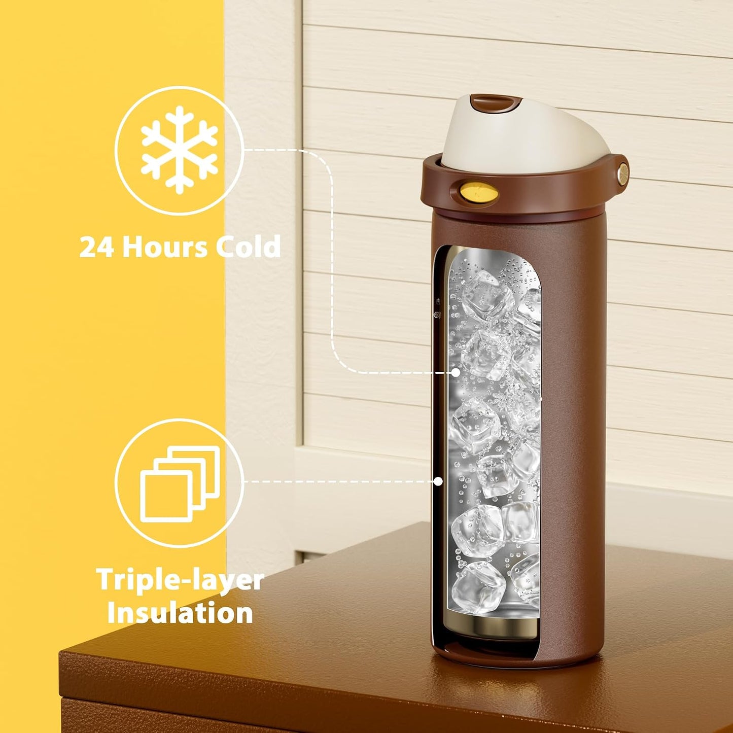 32 oz Insulated Water Bottle with Straw: Stainless Steel Metal Water Bottle with 2-in-1 Lid - Leak Proof, Cold for 24 Hours, Protective Silicone Base, BPA-Free for Sports Gym, Sage - Colors A