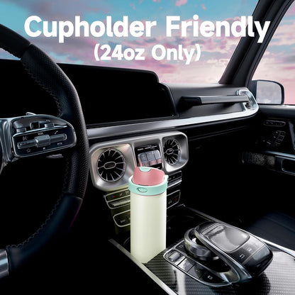 32 oz Insulated Water Bottle with Straw: Stainless Steel Metal Water Bottle with 2-in-1 Lid - Leak Proof, Cold for 24 Hours, Protective Silicone Base, BPA-Free for Sports Gym, Sage - Colors A