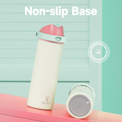 32 oz Insulated Water Bottle with Straw: Stainless Steel Metal Water Bottle with 2-in-1 Lid - Leak Proof, Cold for 24 Hours, Protective Silicone Base, BPA-Free for Sports Gym, Sage - Colors A