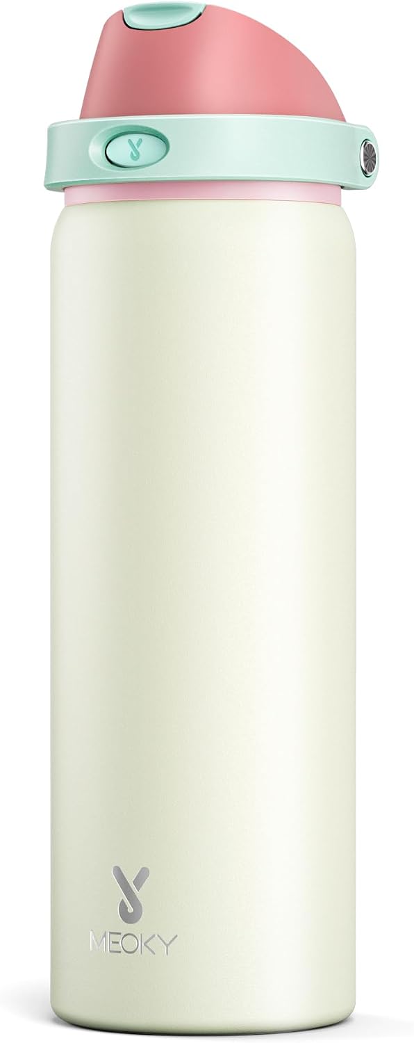 32 oz Insulated Water Bottle with Straw: Stainless Steel Metal Water Bottle with 2-in-1 Lid - Leak Proof, Cold for 24 Hours, Protective Silicone Base, BPA-Free for Sports Gym, Sage - Colors A