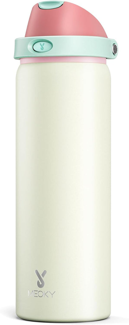 32 oz Insulated Water Bottle with Straw: Stainless Steel Metal Water Bottle with 2-in-1 Lid - Leak Proof, Cold for 24 Hours, Protective Silicone Base, BPA-Free for Sports Gym, Sage - Colors A