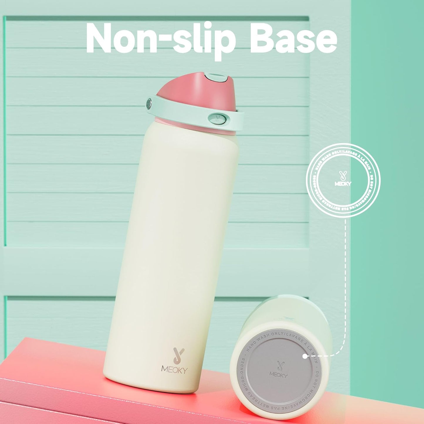 32 oz Insulated Water Bottle with Straw: Stainless Steel Metal Water Bottle with 2-in-1 Lid - Leak Proof, Cold for 24 Hours, Protective Silicone Base, BPA-Free for Sports Gym, Sage - Colors A