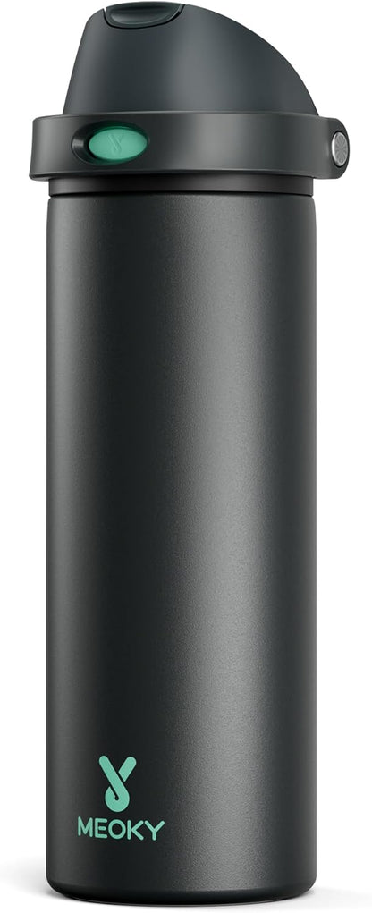32 oz Insulated Water Bottle with Straw: Stainless Steel Metal Water Bottle with 2-in-1 Lid - Leak Proof, Cold for 24 Hours, Protective Silicone Base, BPA-Free for Sports Gym, Sage - Colors A