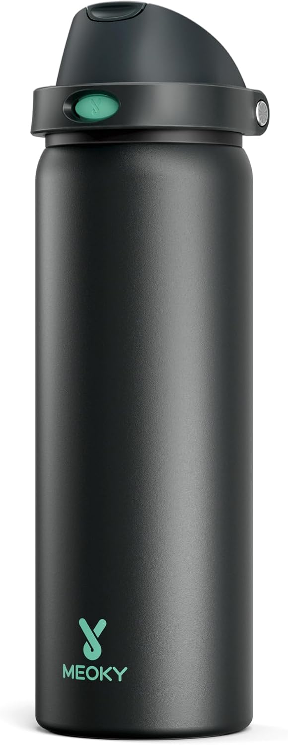 32 oz Insulated Water Bottle with Straw: Stainless Steel Metal Water Bottle with 2-in-1 Lid - Leak Proof, Cold for 24 Hours, Protective Silicone Base, BPA-Free for Sports Gym, Sage - Colors A