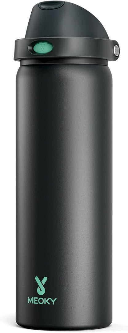 32 oz Insulated Water Bottle with Straw: Stainless Steel Metal Water Bottle with 2-in-1 Lid - Leak Proof, Cold for 24 Hours, Protective Silicone Base, BPA-Free for Sports Gym, Sage - Colors A