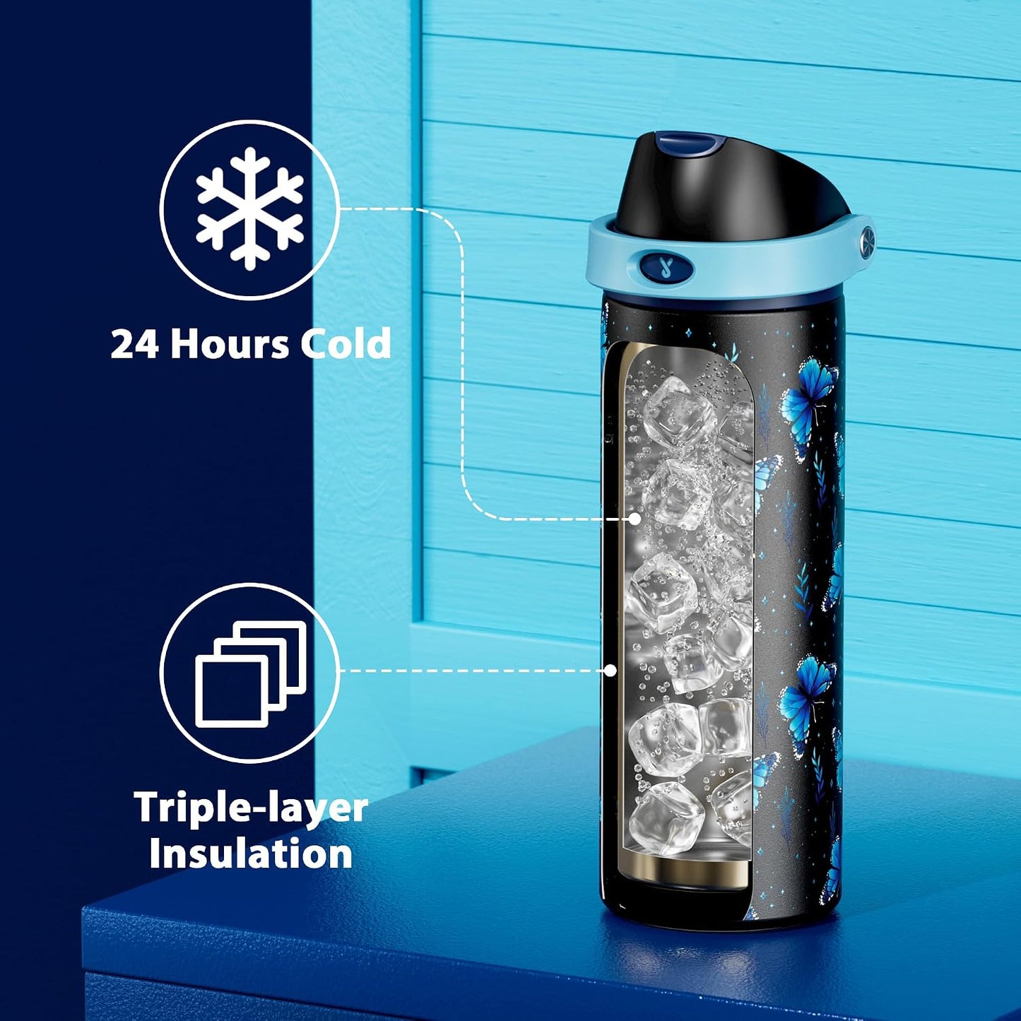 32 oz Insulated Water Bottle with Straw: Stainless Steel Metal Water Bottle with 2-in-1 Lid - Leak Proof, Cold for 24 Hours, Protective Silicone Base, BPA-Free for Sports Gym, Sage - Colors A