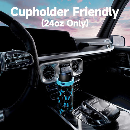 32 oz Insulated Water Bottle with Straw: Stainless Steel Metal Water Bottle with 2-in-1 Lid - Leak Proof, Cold for 24 Hours, Protective Silicone Base, BPA-Free for Sports Gym, Sage - Colors A