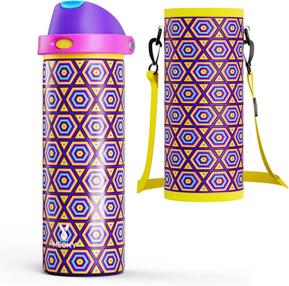 32 oz Insulated Water Bottle with Straw: Stainless Steel Metal Water Bottle with 2-in-1 Lid - Leak Proof, Cold for 24 Hours, Protective Silicone Base, BPA-Free for Sports Gym, Sage - Colors A