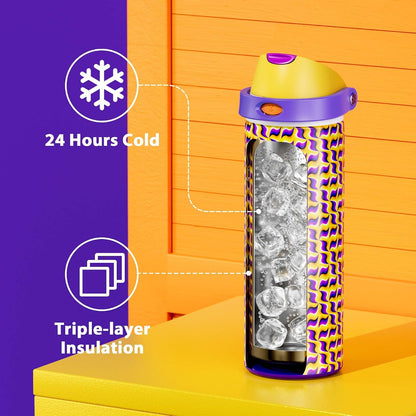32 oz Insulated Water Bottle with Straw: Stainless Steel Metal Water Bottle with 2-in-1 Lid - Leak Proof, Cold for 24 Hours, Protective Silicone Base, BPA-Free for Sports Gym, Sage - Colors A