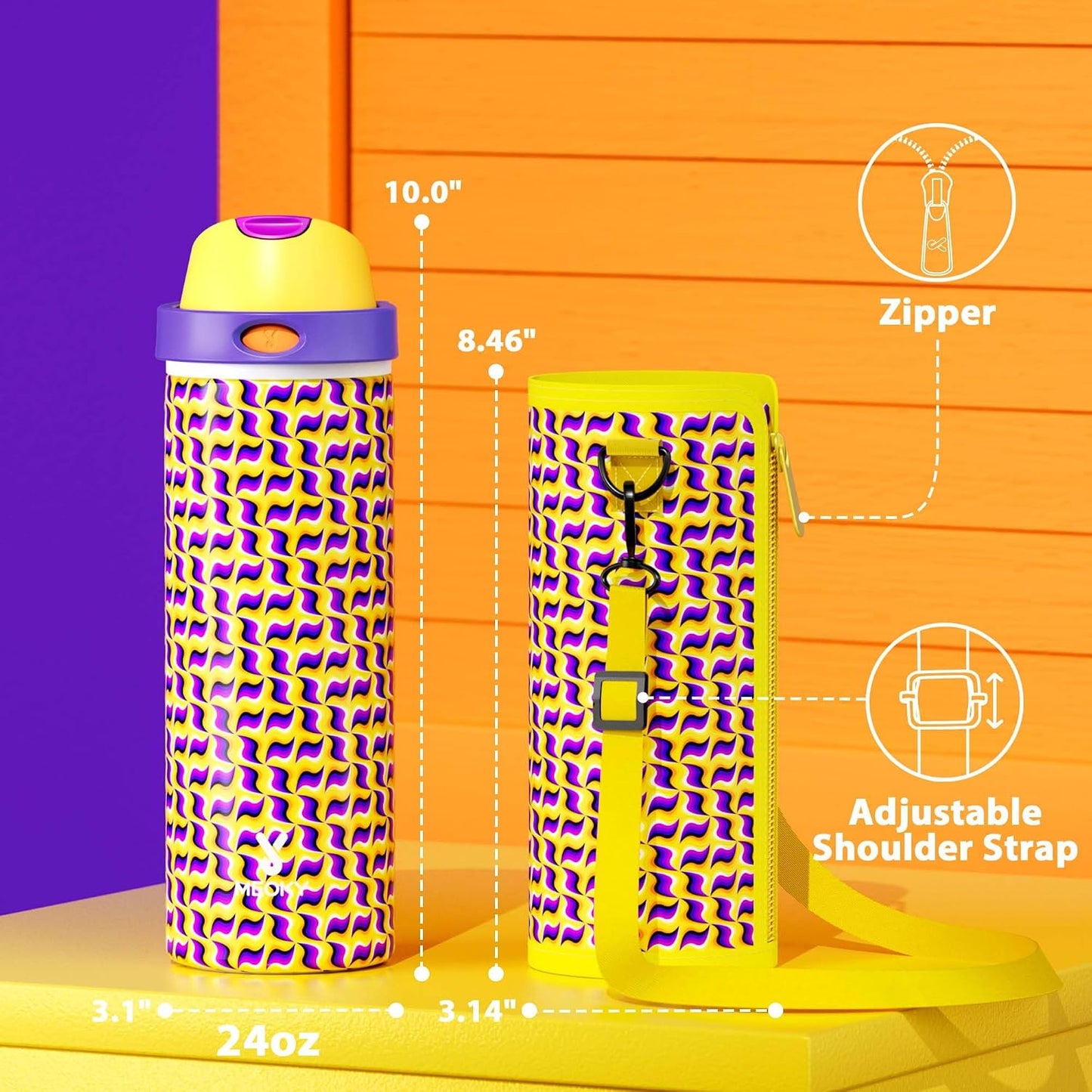 32 oz Insulated Water Bottle with Straw: Stainless Steel Metal Water Bottle with 2-in-1 Lid - Leak Proof, Cold for 24 Hours, Protective Silicone Base, BPA-Free for Sports Gym, Sage - Colors A