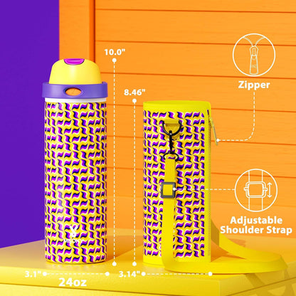 32 oz Insulated Water Bottle with Straw: Stainless Steel Metal Water Bottle with 2-in-1 Lid - Leak Proof, Cold for 24 Hours, Protective Silicone Base, BPA-Free for Sports Gym, Sage - Colors A