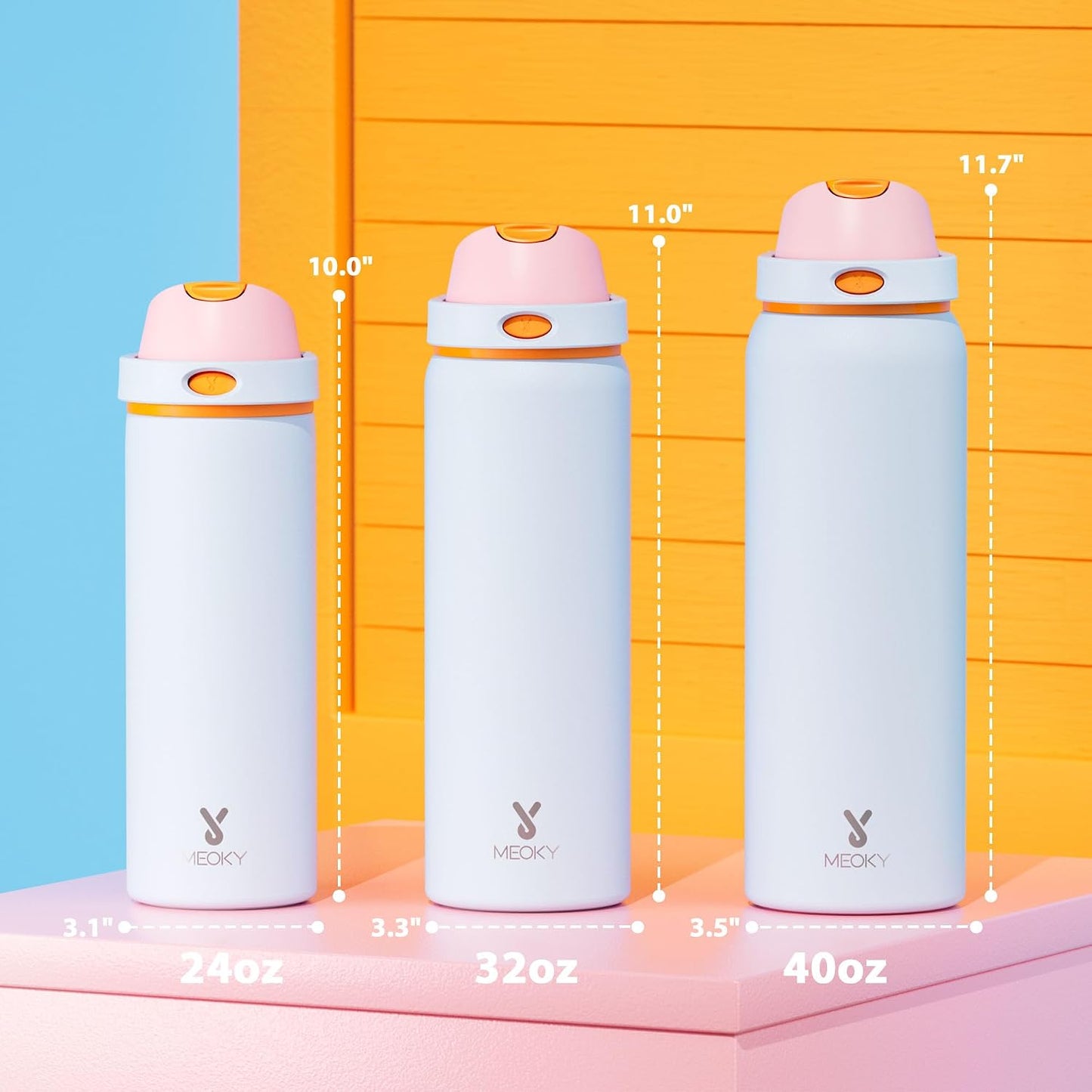 32 oz Insulated Water Bottle with Straw: Stainless Steel Metal Water Bottle with 2-in-1 Lid - Leak Proof, Cold for 24 Hours, Protective Silicone Base, BPA-Free for Sports Gym, Sage - Colors A