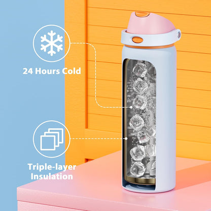 32 oz Insulated Water Bottle with Straw: Stainless Steel Metal Water Bottle with 2-in-1 Lid - Leak Proof, Cold for 24 Hours, Protective Silicone Base, BPA-Free for Sports Gym, Sage - Colors A