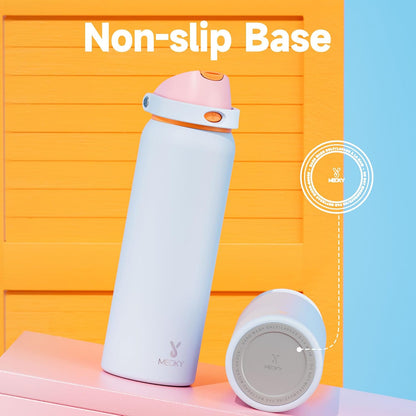 32 oz Insulated Water Bottle with Straw: Stainless Steel Metal Water Bottle with 2-in-1 Lid - Leak Proof, Cold for 24 Hours, Protective Silicone Base, BPA-Free for Sports Gym, Sage - Colors A